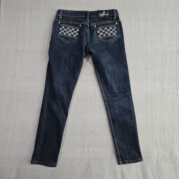 Yoghurt Jeans Women's 16P W32 L28 Dark Wash Blue Tapered Leg Woven Slash Pockets - Picture 3 of 16